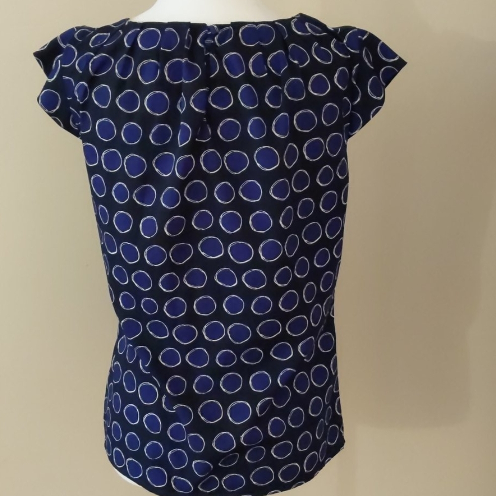 Banana Republic blouse, black with blue circle pattern - Picture 3 of 7